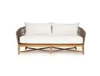 LivingStyles Bronte Rope & Teak Timber Outdoor Sofa, 2 Seater, Sand offer