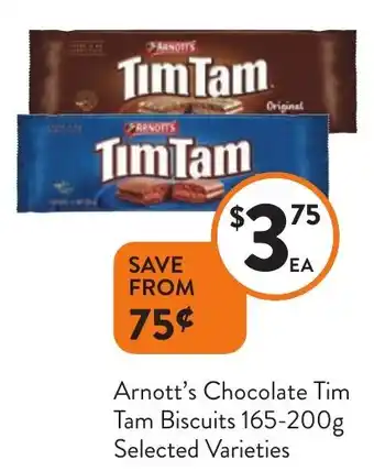 Foodworks Arnott's Chocolate Tim Tam Biscuits 165-200g offer