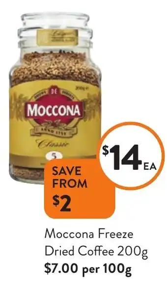 Foodworks Moccona Freeze Dried Coffee 200g offer
