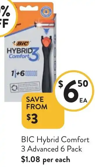 Foodworks BIC Hybrid Comfort 3 Advanced 6 Pack offer