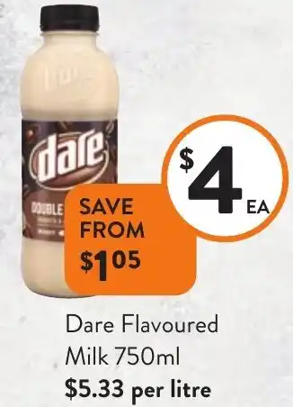 Foodworks Dare Flavoured Milk 750ml offer