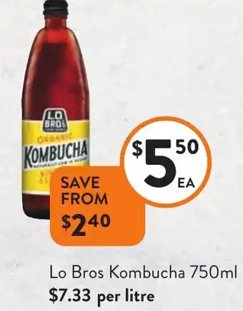 Foodworks Lo Bros Kombucha 750ml offer