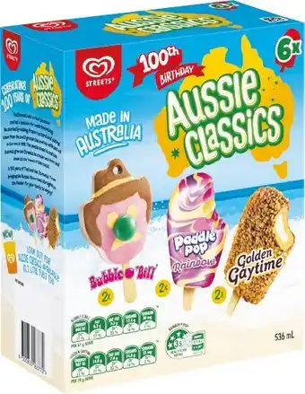Woolworths Streets Aussie Classics 536ml Pk 6 offer