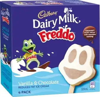 Woolworths Cadbury Freddo Vanilla Choc Sticks 328ml Pk 4 offer