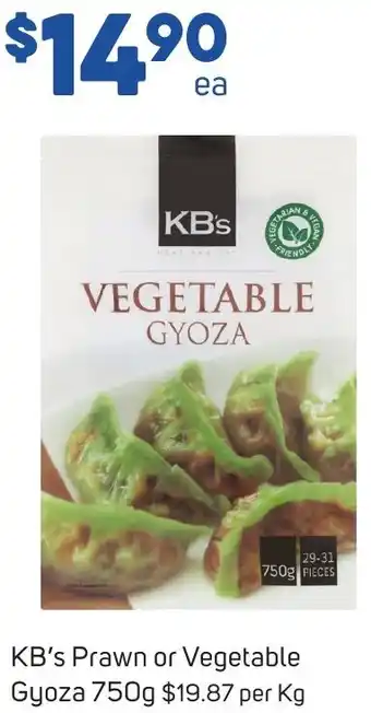 Foodland KB's Prawn or Vegetable Gyoza 750g offer