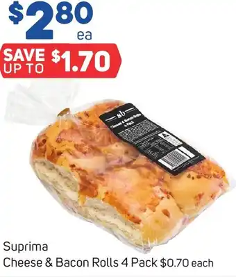 Foodland Suprima Cheese & Bacon Rolls 4 Pack offer