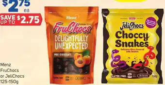 Menz FruChocs or JeliChocs 125-150g