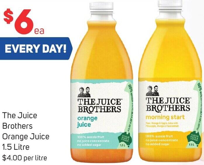 The Juice Brothers Orange Juice 1.5 Litre offer at Foodland