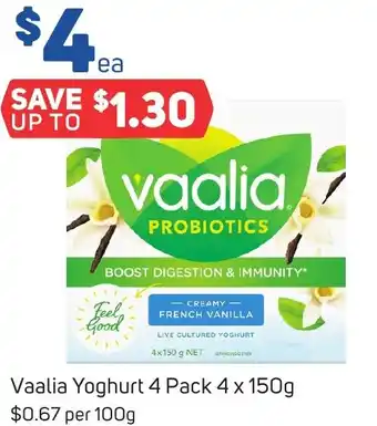 Foodland Vaalia Yoghurt 4 Pack 4 x 150g offer