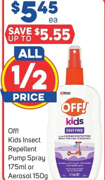 Foodland Off! Kids Insect Repellent Pump Spray 175ml or Aerosol 150g offer