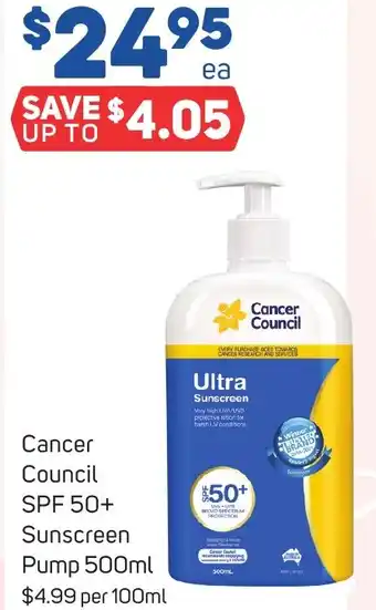 Foodland Cancer Council SPF 50+ Sunscreen Pump 500ml offer