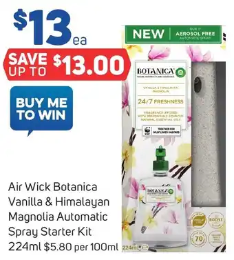 Foodland Air Wick Botanica Vanilla & Himalayan Magnolia Automatic Spray Starter Kit 224ml offer