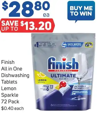 Foodland Finish All in One Dishwashing Tablets Lemon Sparkle 72 Pack offer