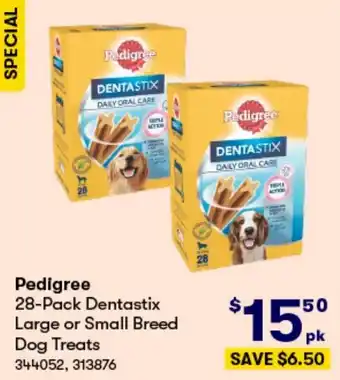 BIG W Pedigree 28-Pack Dentastix Large or Small Breed Dog Treats offer