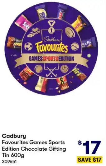BIG W Cadbury Favourites Games Sports Edition Chocolate Gifting Tin 600g offer