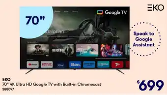 BIG W 70" 4K Ultra HD Google TV with Built-in Chromecast offer