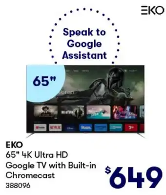 BIG W EKO 65" 4K Ultra HD Google TV with Built-in Chromecast offer