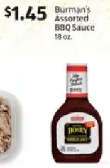 ALDI Burman's Assorted BBQ Sauce 18 oz. offer