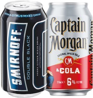 Woolworths Smirnoff Ice Double Black OR Captain Morgan 6% & Cola Cans 10x375ml offer