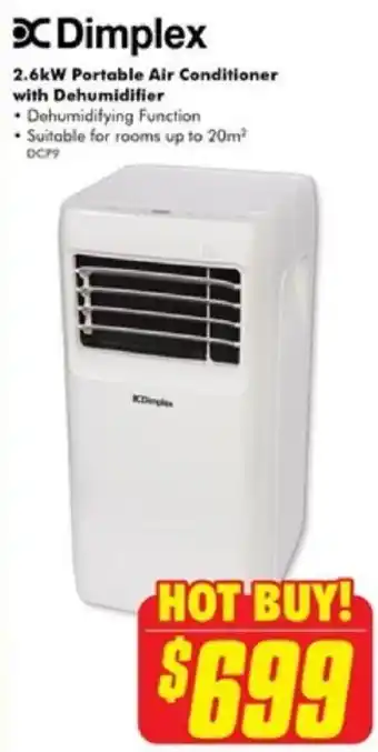 2.6kW Portable Air Conditioner with Dehumidifier