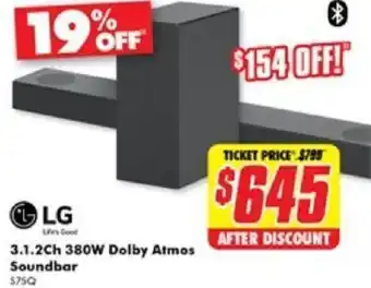 The Good Guys 3.1.2Ch 380W Dolby Atmos Soundbar offer