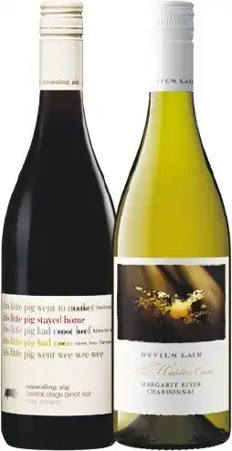 Woolworths Squealing Pig Pinot Noir OR Devilu2019s Lair Hidden Cave 750ml offer