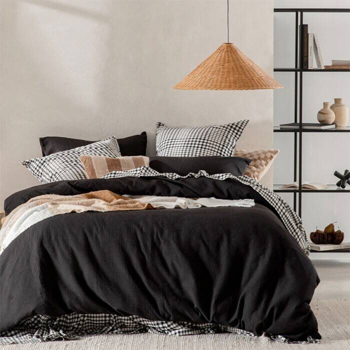 Emerson washed black quilt cover set by habitat offer at Pillow Talk