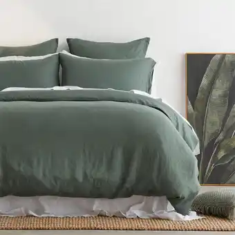 Pillow Talk Washed linen dark green quilt cover set by m.u.s.e offer