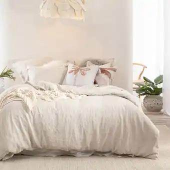 Pillow Talk Washed linen stone quilt cover set by m.u.s.e offer