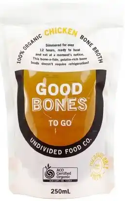 Undivided food co good bones certified organic chicken bone broth 250ml