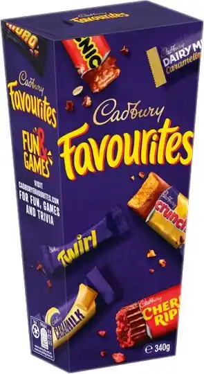 IGA Cadbury favourites 340-352g or toblerone pralines 180g selected varieties offer
