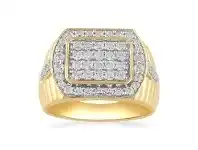 Bevilles Jewellery Tablet Shoulder Men's Ring with 1.50ct of Diamonds in 9ct Yellow Gold offer