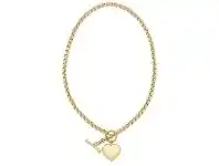 Bevilles Jewellery 9ct Yellow Gold Silver Infused Belcher Heart FOB Necklace offer