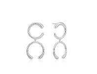 Bevilles Jewellery Ania Haie Luxe Double Curve Earrings - Silver offer