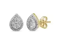 Bevilles Jewellery Brilliant Pear Earrings with 1/2ct of Diamonds in 9ct Yellow Gold offer