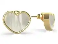 Bevilles Jewellery Guess Sea Gift Gold Plated Mother of Pearl White Heart Stud Earrings offer