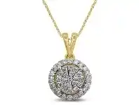 Bevilles Jewellery Martina Raised Solitaire Look Necklace with 1/2ct of Diamonds in 9ct Yellow Gold - N offer