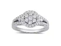 Bevilles Jewellery Meera Composite Halo Ring with 0.75ct of Laboratory Grown Diamonds in 9ct White Gold - N offer