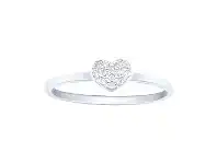 Bevilles Jewellery Sterling Silver Cubic Zirconia Pave Heart Ring - O offer