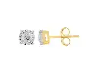 Bevilles Jewellery Tia Miracle Stud Earrings with 0.30ct of Diamonds in 9ct Yellow Gold offer