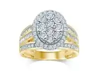 Bevilles Jewellery Miracle Oval Halo Ring with 1.00ct of Diamonds in 9ct Yellow Gold - Q offer