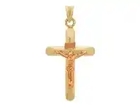 Bevilles Jewellery Crucifix Cross Pendant in 9ct Rose & Yellow Gold Silver Infused offer