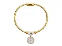 Bevilles Jewellery Yellow Stainless Steel Pave Crystal Disc Charm Bracelet offer