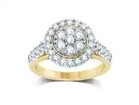 Bevilles Jewellery Composite Halo Ring with 1.00ct of Diamonds in 9ct Yellow Gold - N offer