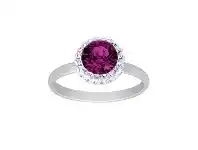 Bevilles Jewellery February Birthstone Sterling Silver Purple Crystal Halo Ring - Q offer