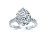Bevilles Jewellery Brilliant Miracle Pear Halo Ring with 1/5ct of Diamonds in Sterling Silver - N offer