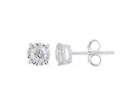 Bevilles Jewellery Tia Miracle Halo Stud Earrings with 0.30ct of Diamonds in 9ct White Gold offer