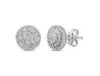 Bevilles Jewellery Flower Halo Earrings with 1.00ct of Diamonds in 9ct White Gold offer