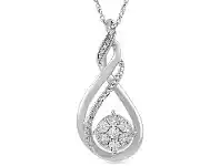 Bevilles Jewellery Mirage Diamond Set Swirl Necklace in Sterling Silver offer