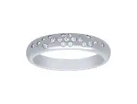 Bevilles Jewellery Hammer Set Ring with Cubic Zirconia in Sterling Silver - M offer